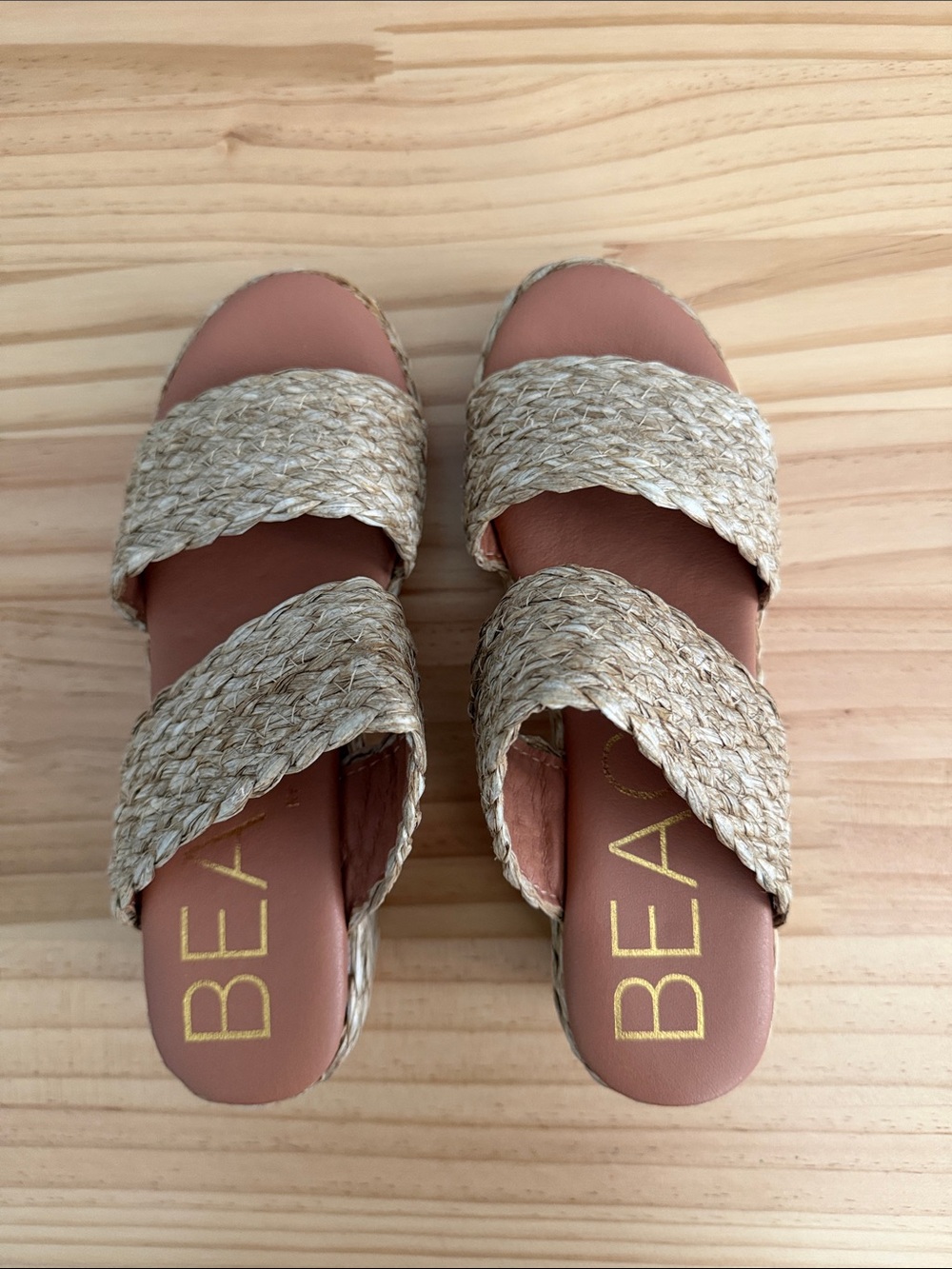 Beach by Matisse Natural Woven Slide Sandals in Tan